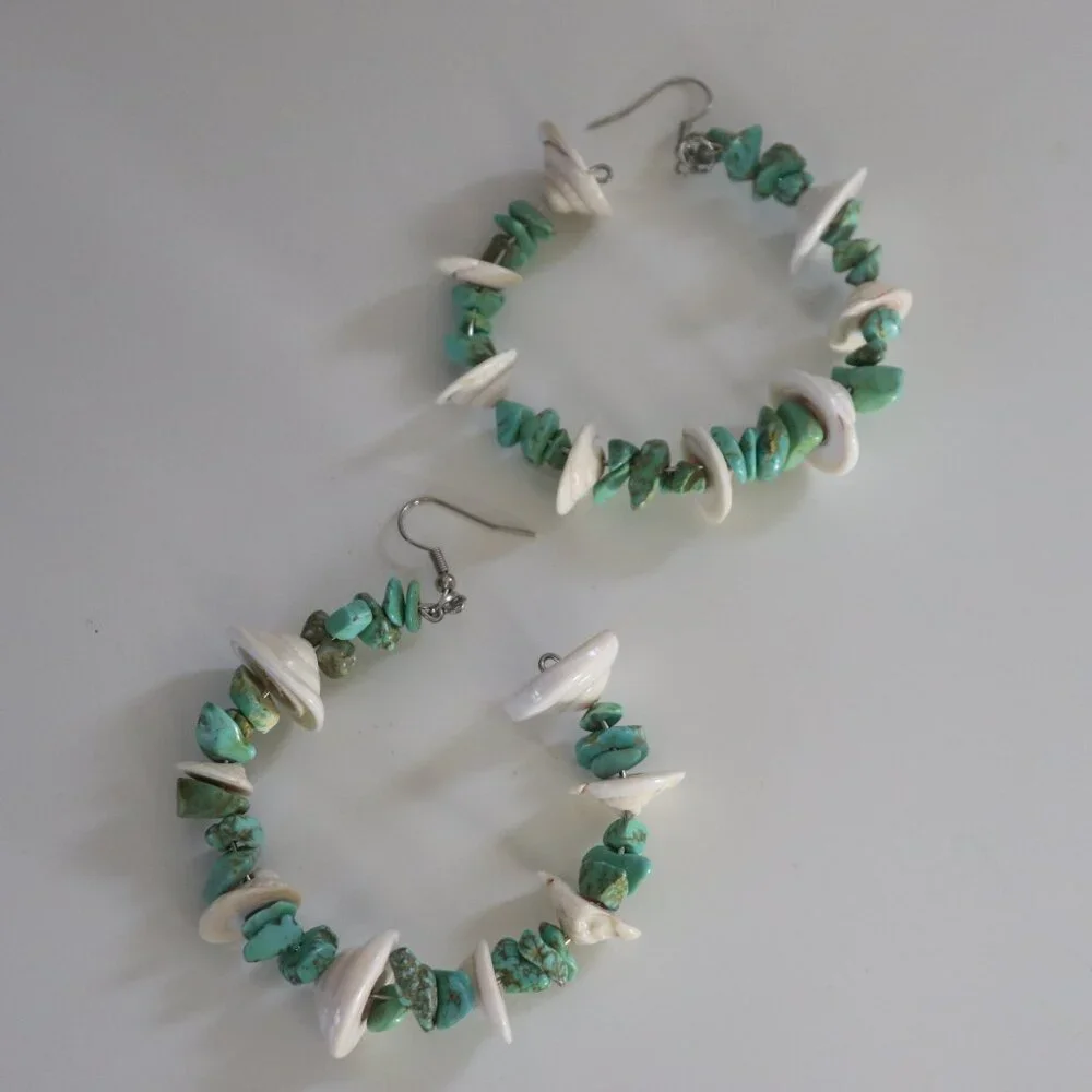 Handmade Green Shell Like Earrings